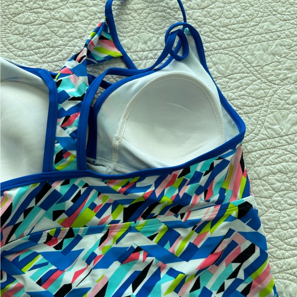 NWT Women’s Blue Printed Go Gossip Swim Tankini Top - Sz L - Picture 10 of 16